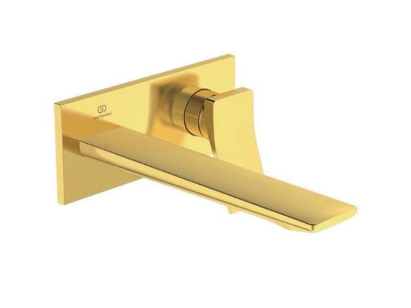 Ideal Standard Wand-Waschtischarmatur Co eckige Rosette, Ausld.225mm,Brushed Gold
