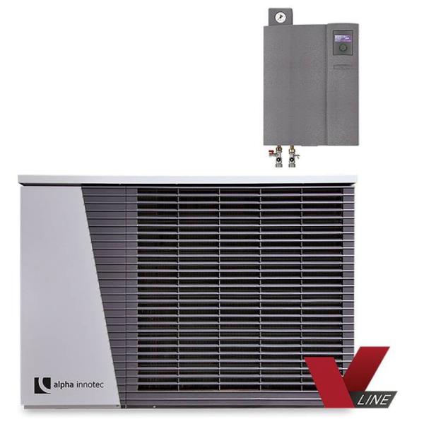 alira V-line - LWDV bis 9 kW duale Luft/Wasser Wärmepumpe mit Hydraulikmodul Komplett Frontansicht 100699HDV901 Selfio