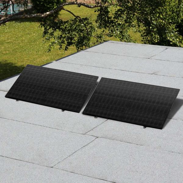 Priwatt Balkonkraftwerk priFlat Duo Paket 2x 375 Wp/600 W Solaranlage Flachdach inkl. 10 m Anschlusskabel, Wechselrichter Hoymiles