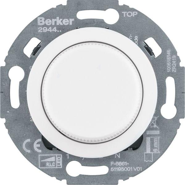 Berker 294410 Universal-Drehdimmer mit Zentralstück (R, L, C, LED), Serie 1930/Glas, pw. gl.