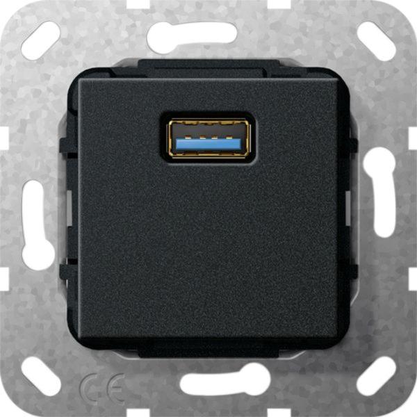 Gira Tragring USB 1-fach schwarz Schraubbef mit 568310 ohne Beschriftungsfeld