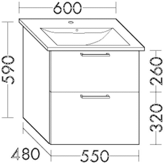 Burgbad Waschtischunterschrank WVBT055 Sys30 480x550x580 PG2