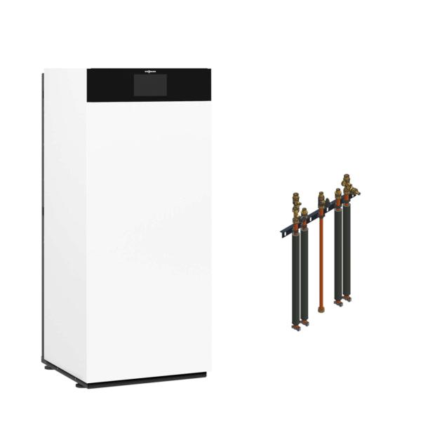 Viessmann Paket Vitodens 333-F B3TG Gas-Brennwert Kompaktgerät 25 kW Aufputz mit Anbausatz oben