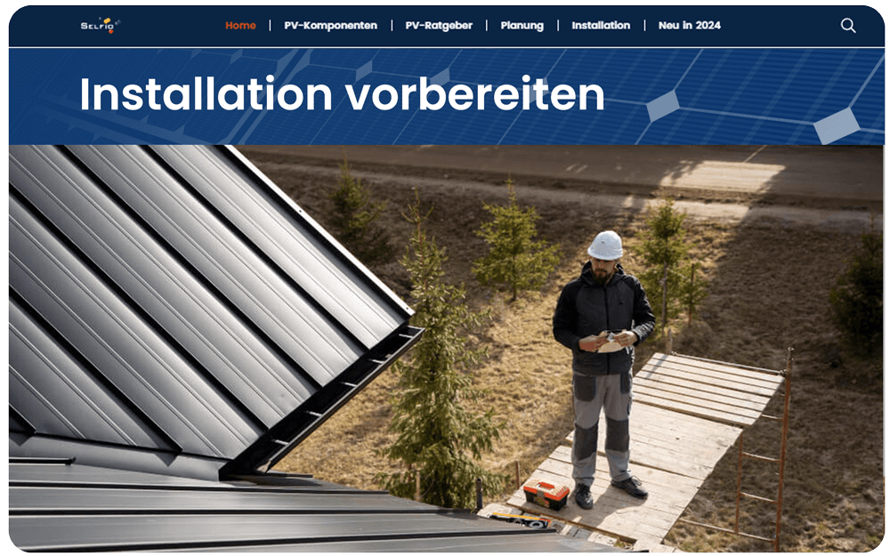 Installation vorbereiten Photovoltaik